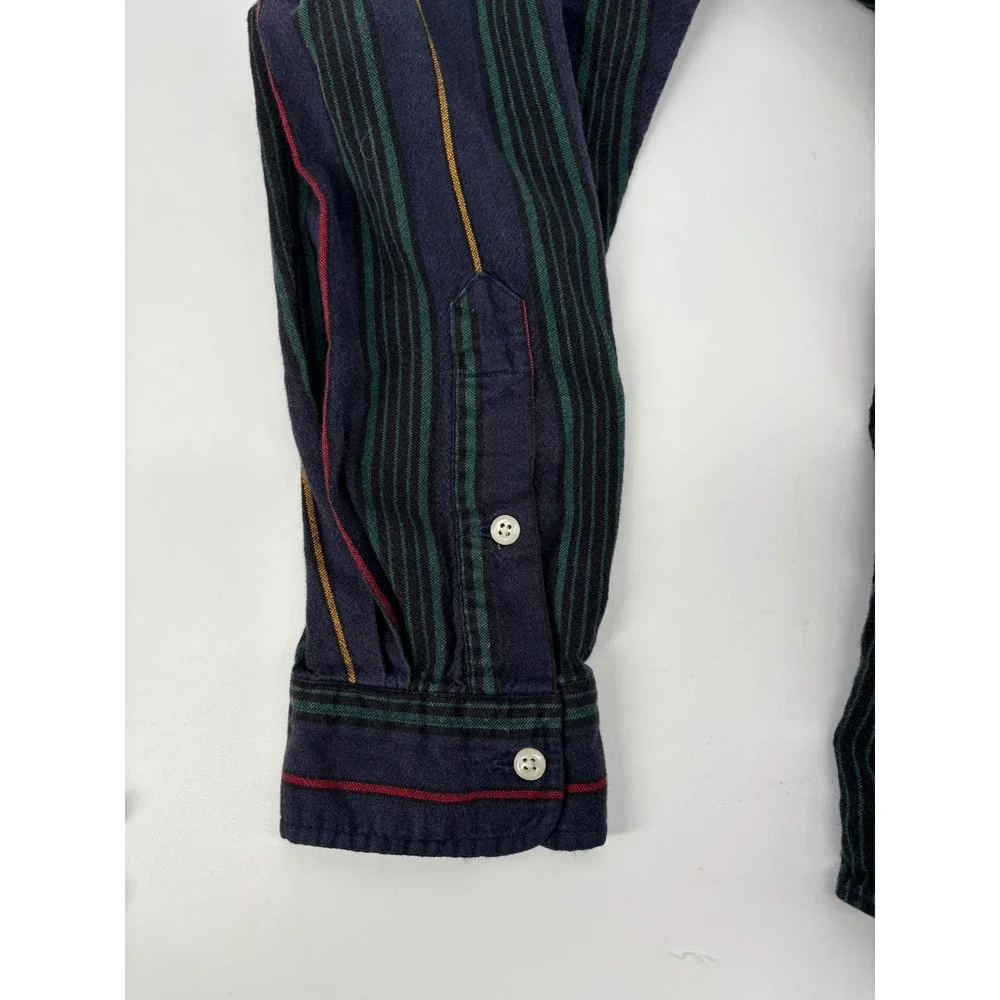 Vintage Polo Ralph Lauren Striped Button Down Shirt Mens XL Crest Patch Navy